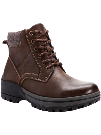 Propét Bruce Mens Leather Lace-p Ankle Boots In Brown