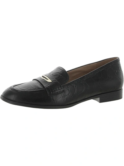 27 Edit Womens Leather Block Heel Loafers In Black