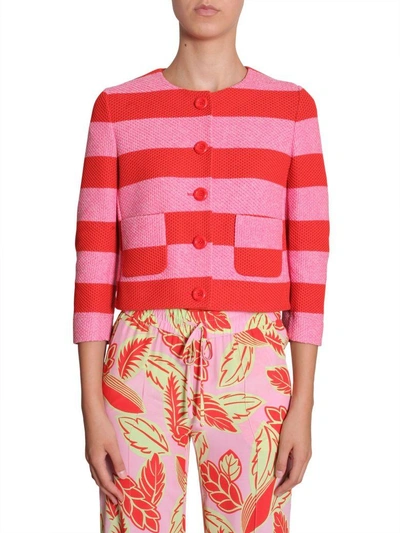 Boutique Moschino Striped Jacket In Pink