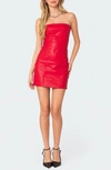 Edikted May Strapless Faux Leather Minidress In Red