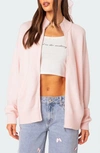 Edikted Montie Oversize Double Zip Cardigan In Light-pink