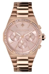 Olivia Burton Women's Hexa Multifunction Carnation Gold-tone Stainless Steel Bracelet Watch 38mm In Blush