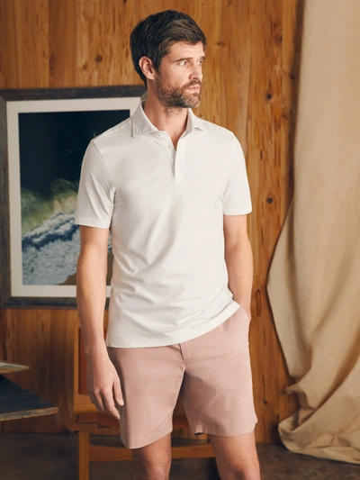 Faherty Movement&trade; Short-sleeve Pique Polo Shirt In Pure White