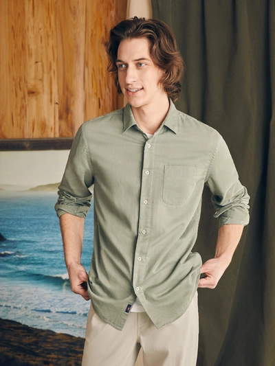 Faherty Sunwashed Chambray Shirt In Desert Olive