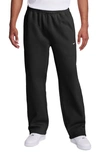 Nike Men's Solo Swoosh Open-hem Fleece Pants In Black/ White