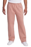 Nike Solo Swoosh Fleece Sweatpants In Red Stardust/white