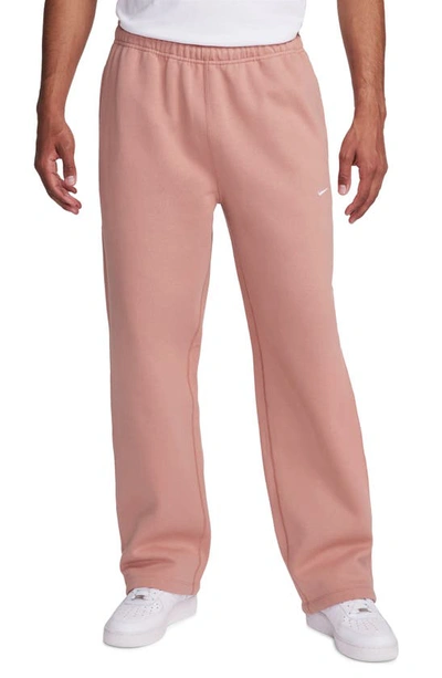 Nike Men's Solo Swoosh Open-hem Fleece Pants In Pink