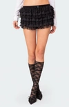 Edikted Unicorn Layered Ruffle Lace Shorts In Black