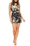 Petal And Pup Womens Anabelle Mock Neck Mini Dress In Black Floral