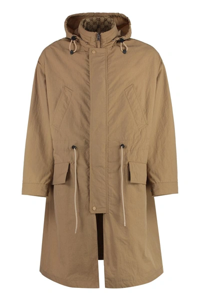 Gucci Technical Fabric Parka In Camel