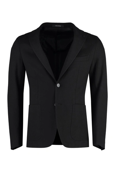 Tagliatore Single-breasted Cotton Blazer In Black