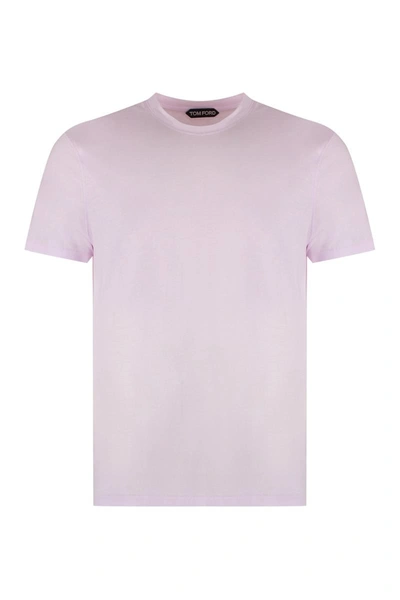 Tom Ford Logo-embroidered Cotton-blend Jersey T-shirt In Pink