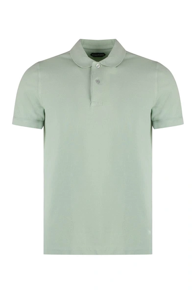 Tom Ford Short Sleeve Cotton Polo Shirt In Green