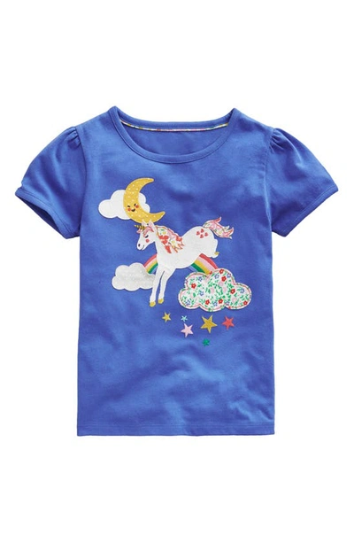 MINI BODEN KIDS' UNICORN APPLIQUÉ COTTON T-SHIRT