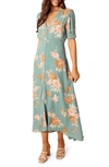 Petal And Pup Frampton Floral Short Sleeve Maxi Dress In Blue Floral