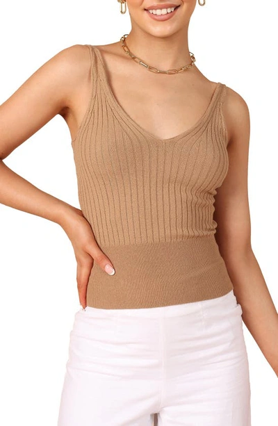 Petal And Pup Womens Gemma V Neck Tank Top In Camel
