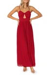 Petal And Pup Alice Pleated Wide Leg Jumpsuit In Red