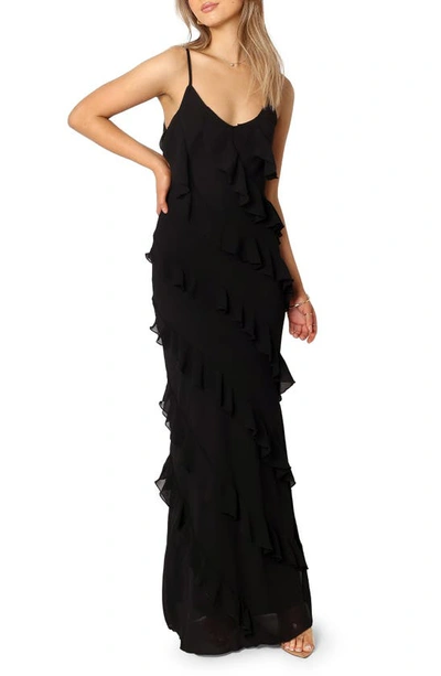 Petal And Pup Petal & Pup Ciao Ruffle Chiffon Gown In Black