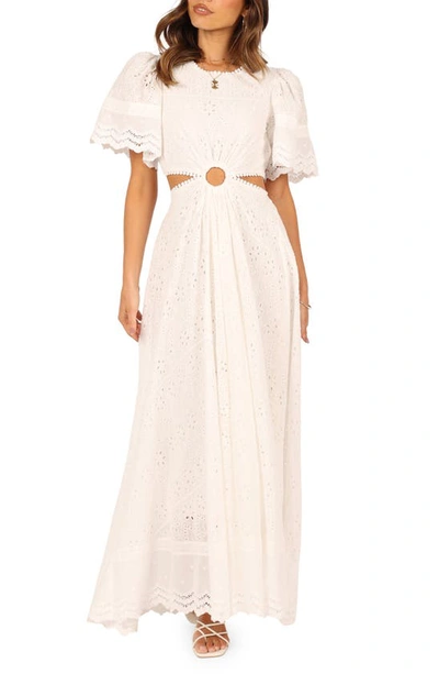 Petal And Pup Merletto Short Sleeve Cutout Eyelet Maxi Dress In White