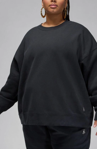 Jordan Women's  Flight Fleece Crewneck Sweatshirt (plus Size) In Black