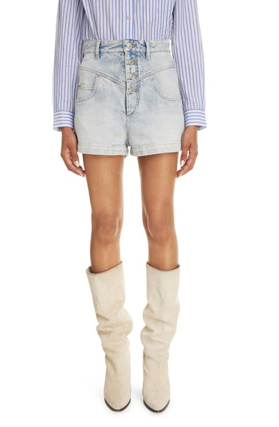 ISABEL MARANT ÉTOILE JOVANY HIGH WAIST BUTTON FLY DENIM SHORTS