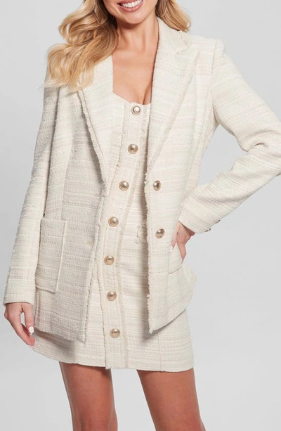 Guess Women's Tosca Tweed Two-button Blazer In White Boucle Combo