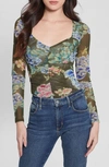 GUESS REYLA FLORAL MESH TOP