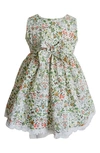 Popatu Floral Bow Front Cotton Dress In Green\ Multi