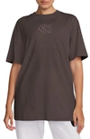 Nike Oversize Embroidered T-shirt In Brown