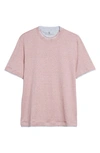 Brunello Cucinelli Man T-shirt Antique Rose Size Xxl Linen, Cotton In Cmc37 Malva/ Grigio Chiaro