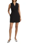 Theory Admiral Crepe Sleeveless Blazer Mini Dress In Black