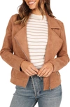 Petal And Pup Womens Spencer Faux Suede Moto Jacket In Tan