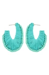 PANACEA PANACEA RAFFIA & BEAD J HOOP EARRINGS