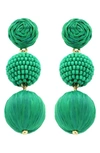 Panacea Bead Linear Drop Earrings In Green