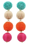 Panacea Bead & Raffia Linear Drop Earrings In Aqua Multi