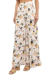 Petal And Pup Lessie High Waist Floral Wide Leg Pants In Blush