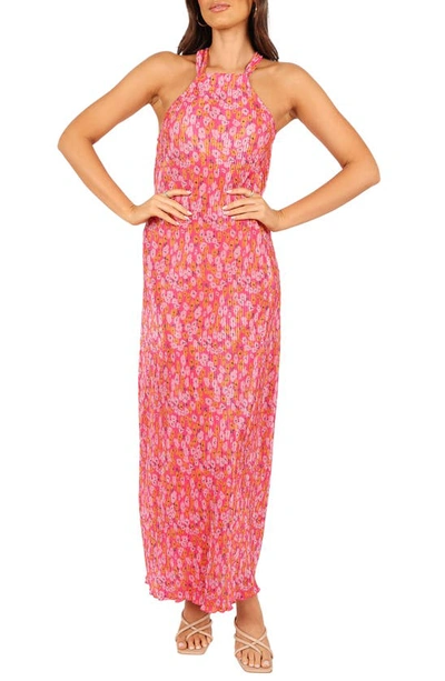 Petal And Pup Womens Melody Plisse Halter Maxi Dress In Hot Pink