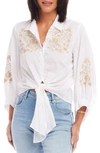 KAREN KANE EMBROIDERED TIE FRONT SHIRT