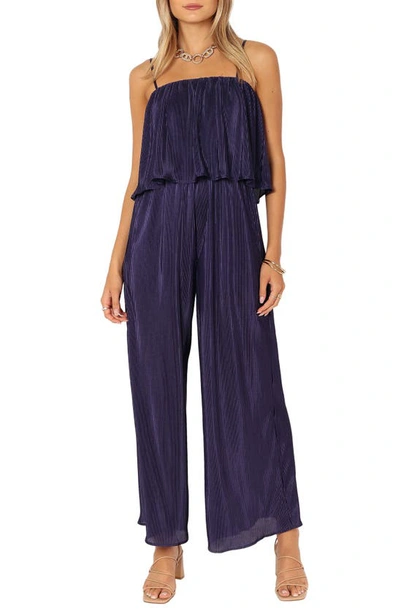 Petal And Pup Womens Jillian Plisse Jumpsuit In Navy