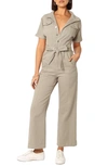 Petal And Pup Womens Demi Contrast Stitch Jumpsuit In Olive