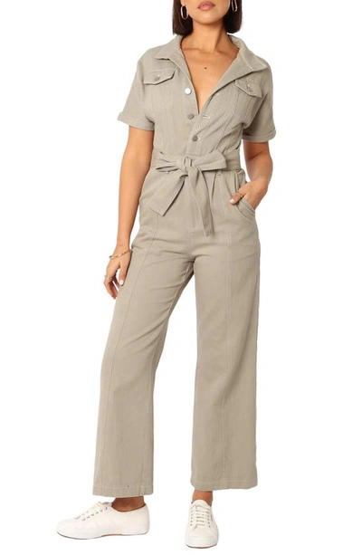 Petal And Pup Womens Demi Contrast Stitch Jumpsuit In Khaki