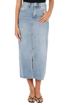 Petal And Pup Dana Denim Midi Skirt In Blue Wash