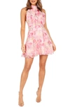 Petal And Pup Womens Gardenia Halter Mini Dress In Pink Floral