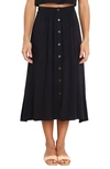Petal And Pup Ava Button Front Midi Skirt In Black