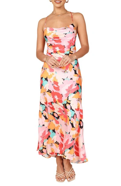 Petal And Pup Posse Floral Lace-up Back Maxi Dress In Pink Floral