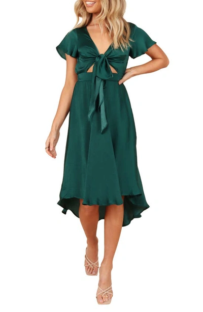 Petal And Pup Womens Amanda High Low Tie Front Dress In Emerald