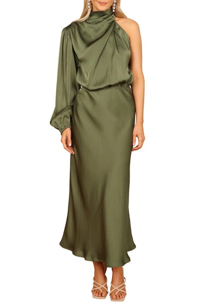 Petal And Pup Womens Amelie One Shoulder Maxi Dress In Olive