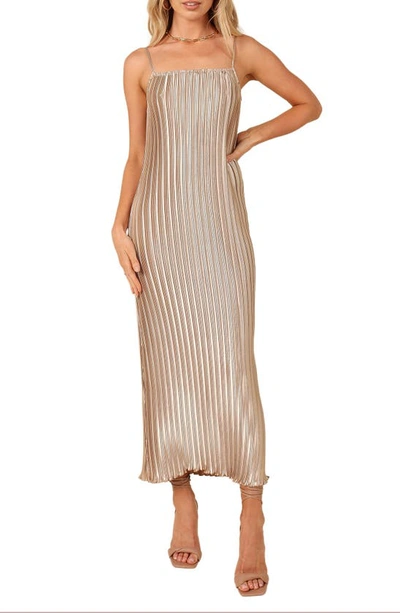 Petal And Pup Womens Liza Pleated Maxi Dress In Gold