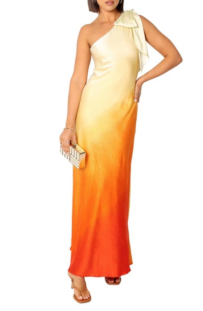 Petal And Pup Glow One Shoulder Midi Dress In Sunset
