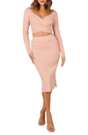 Petal And Pup Petal & Pup Gianna Long Sleeve Sweater & Skirt Set In Blush